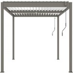 Habitat et Jardin Pergola bioclimatique avec led  Windsor premium  en aluminium 3 x 4 - Taupe