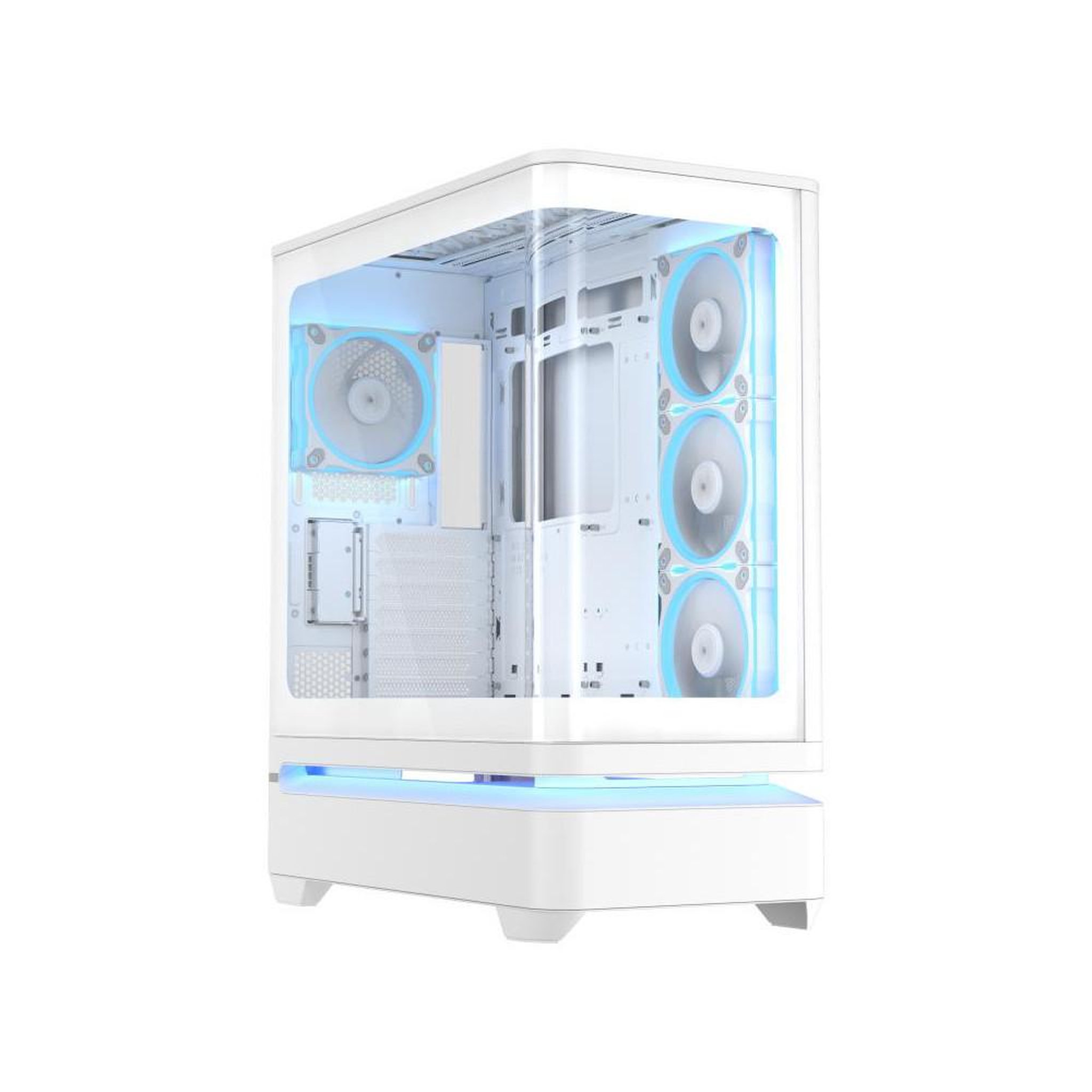 ASUS Boîtier pc blanc prime ap304 tg avec fenêtre en verre trempé et éclairage argb adressable, support mini-itx micro atx et atx