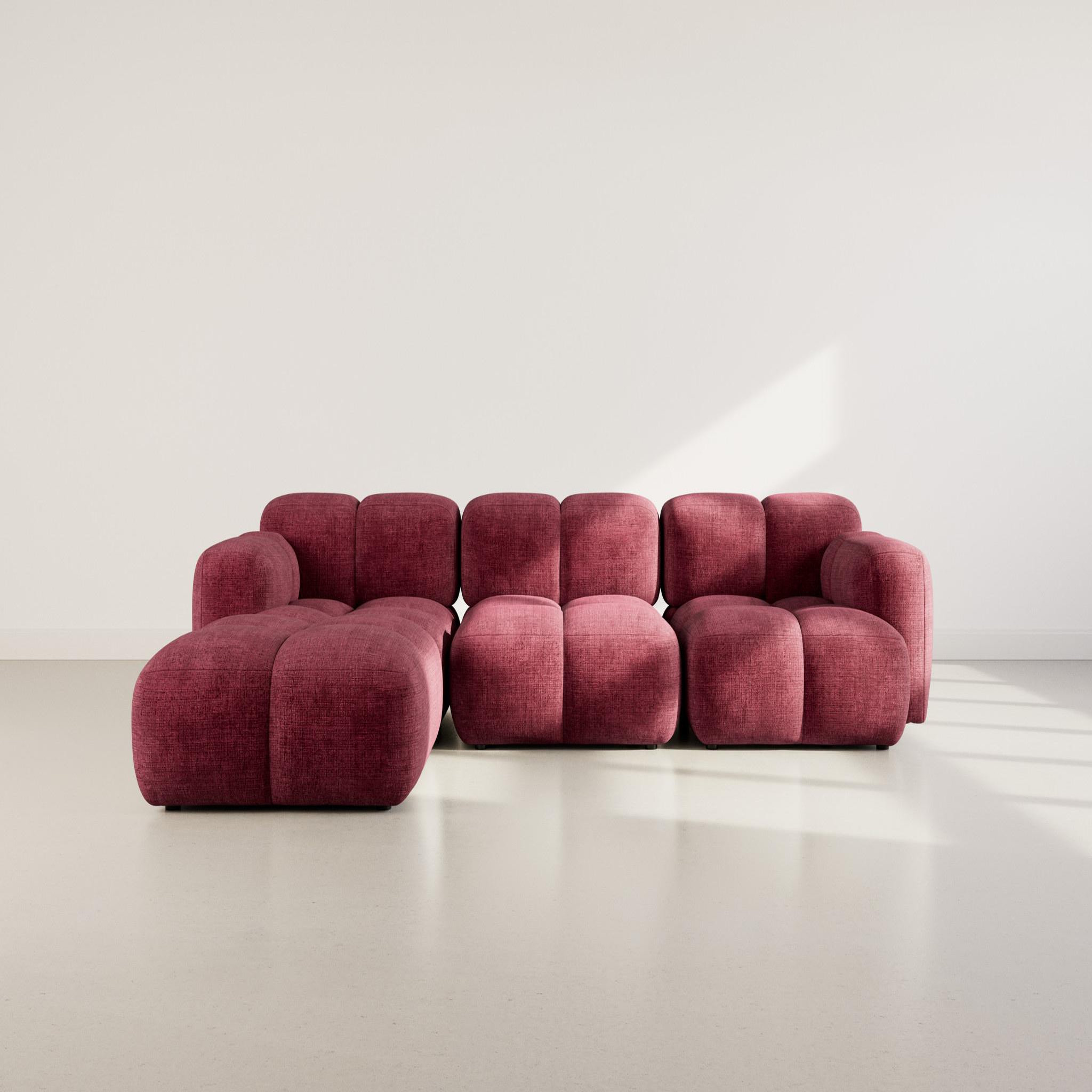 Voir la diapositive 2 : BEST MOBILIER Grace - canapé modulable d'angle réversible 4 places en velours texturé