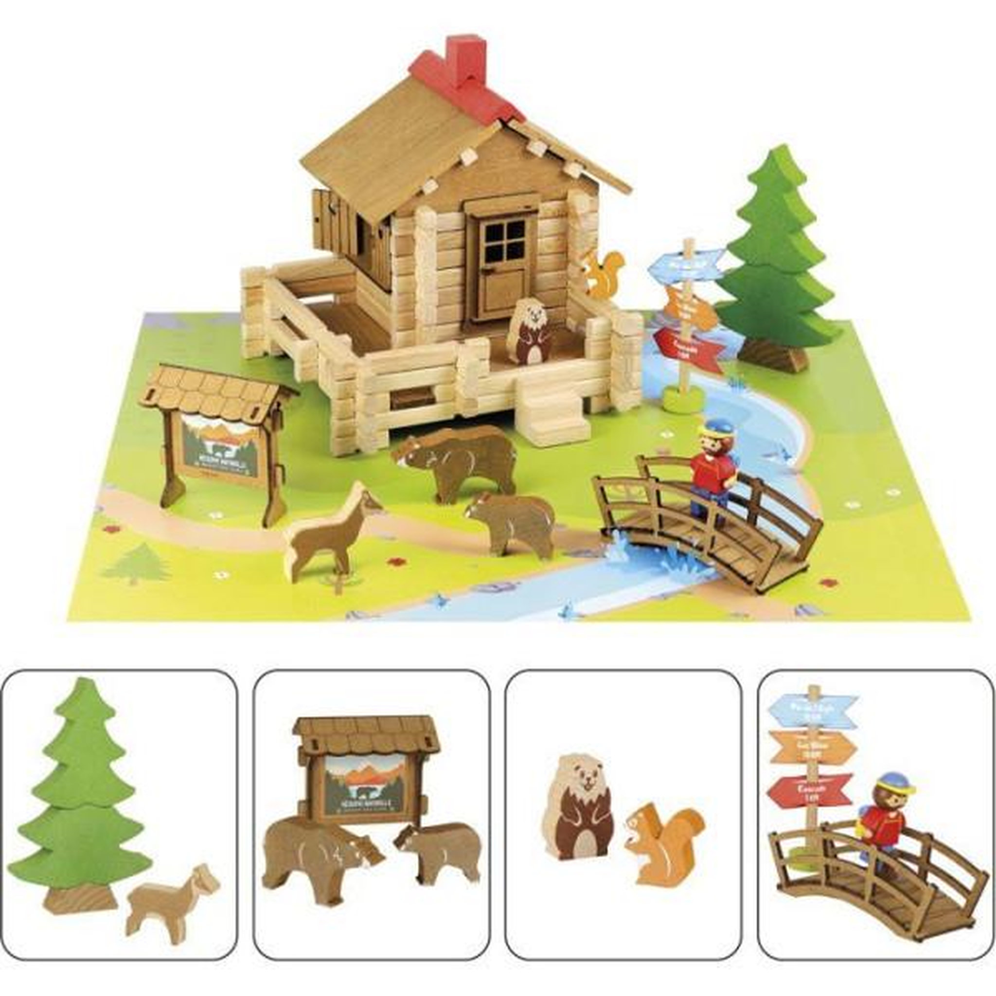 Voir la diapositive 2 : JeuJura JEUJURA - Construction en bois - La réserve naturelle - 125 pieces - Des 5 ans