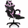 Voir la diapositive 1 : ID MARKET Fauteuil de gaming ALEX réglable avec repose-pied, coussin de tête et coussin lombaire noir et rose