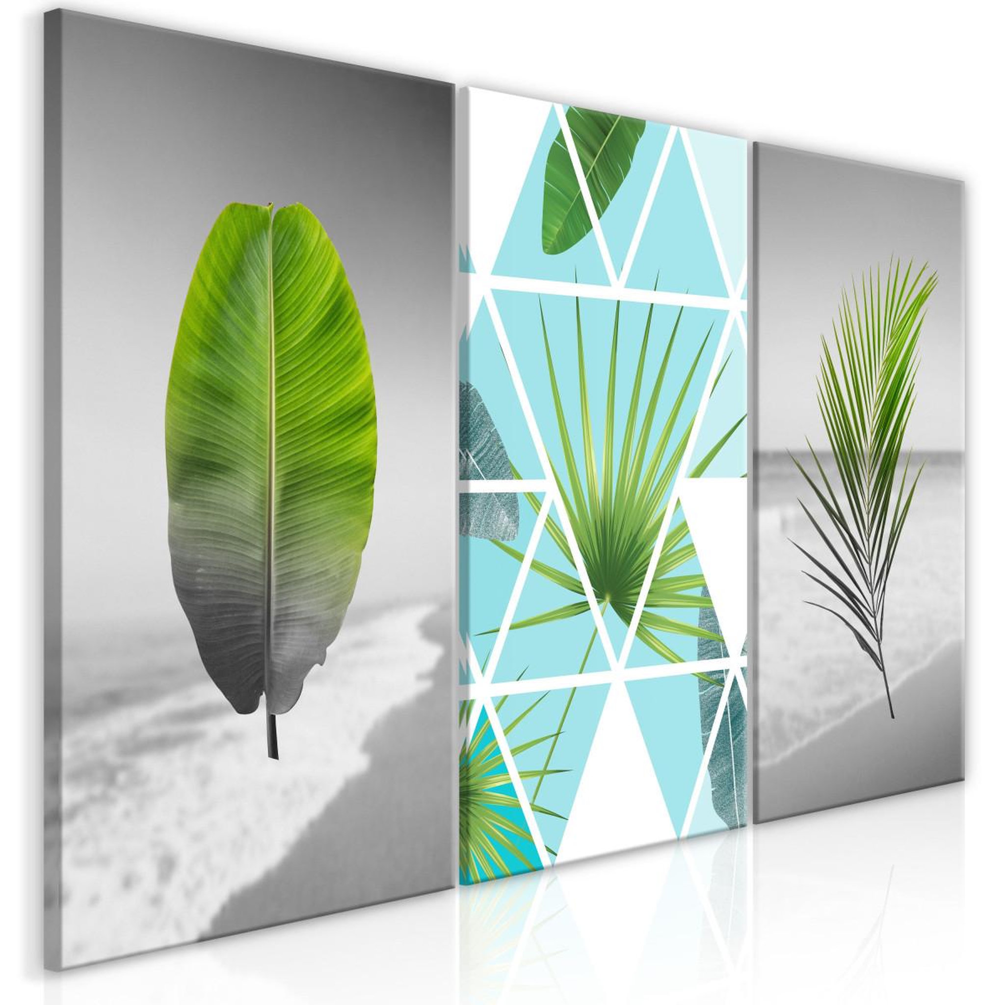 Paris Prix Tableau imprimé  leaves on the beach 3 panneaux  60x120cm