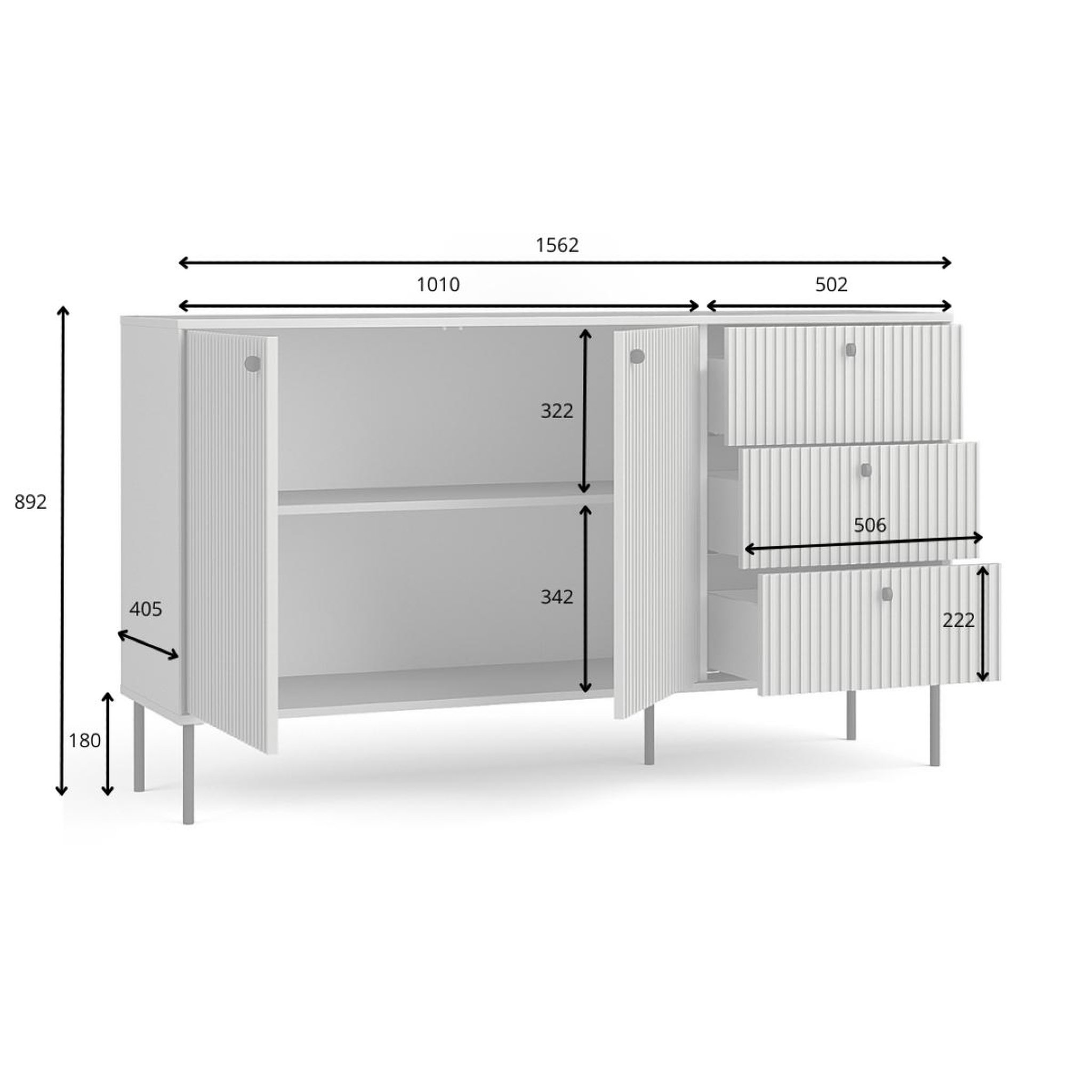 Voir la diapositive 5 : JLC KREATION Buffet bas moderne gris 160cm simy
