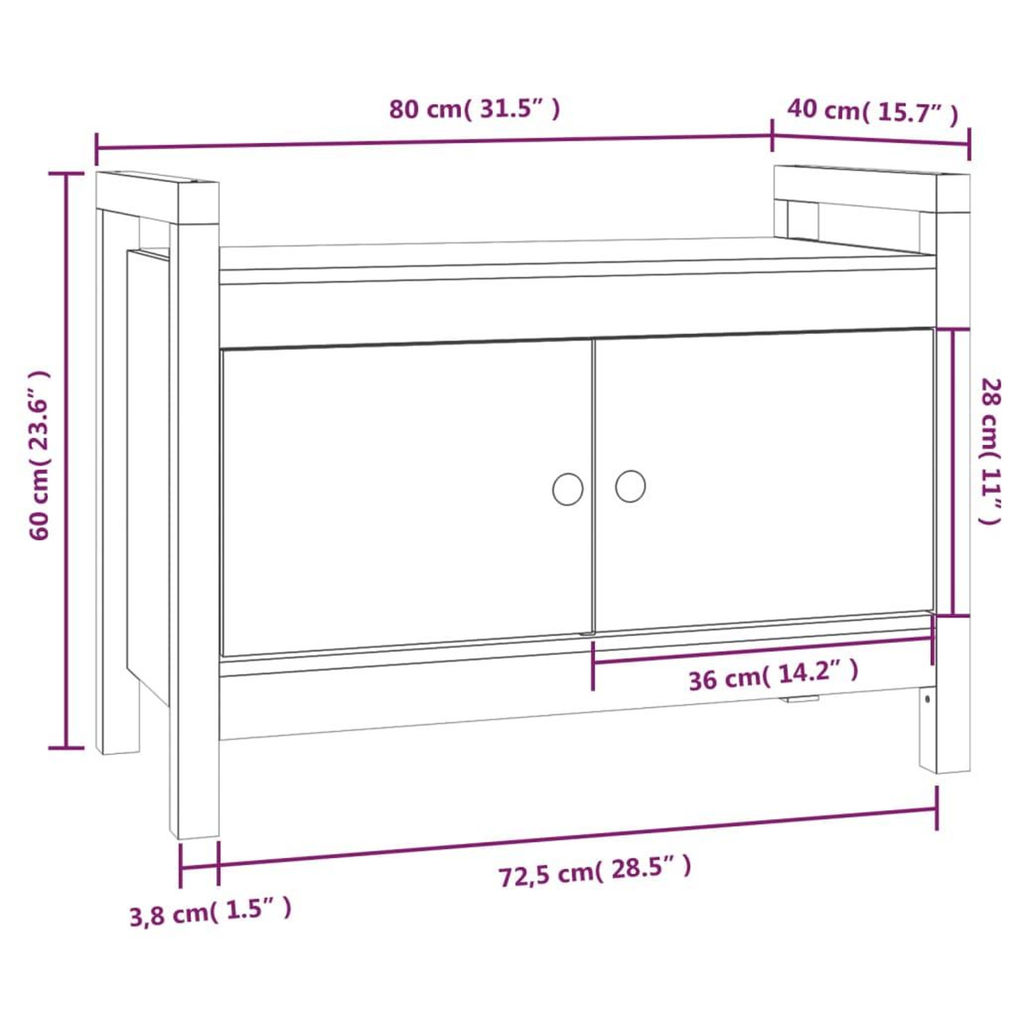 Voir la diapositive 6 : VIDAXL Banc d'entree Blanc 80x40x60 cm Bois de pin massif