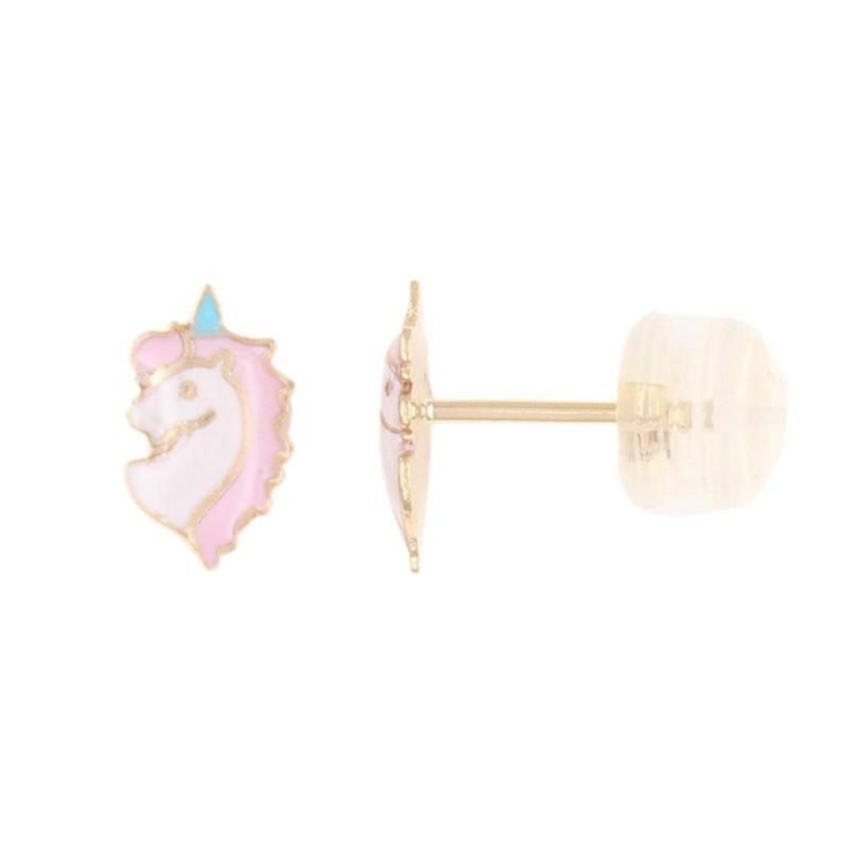 L'ATELIER D'AZUR Boucles d'Oreilles Licornes Laquées - Or Jaune - Enfant