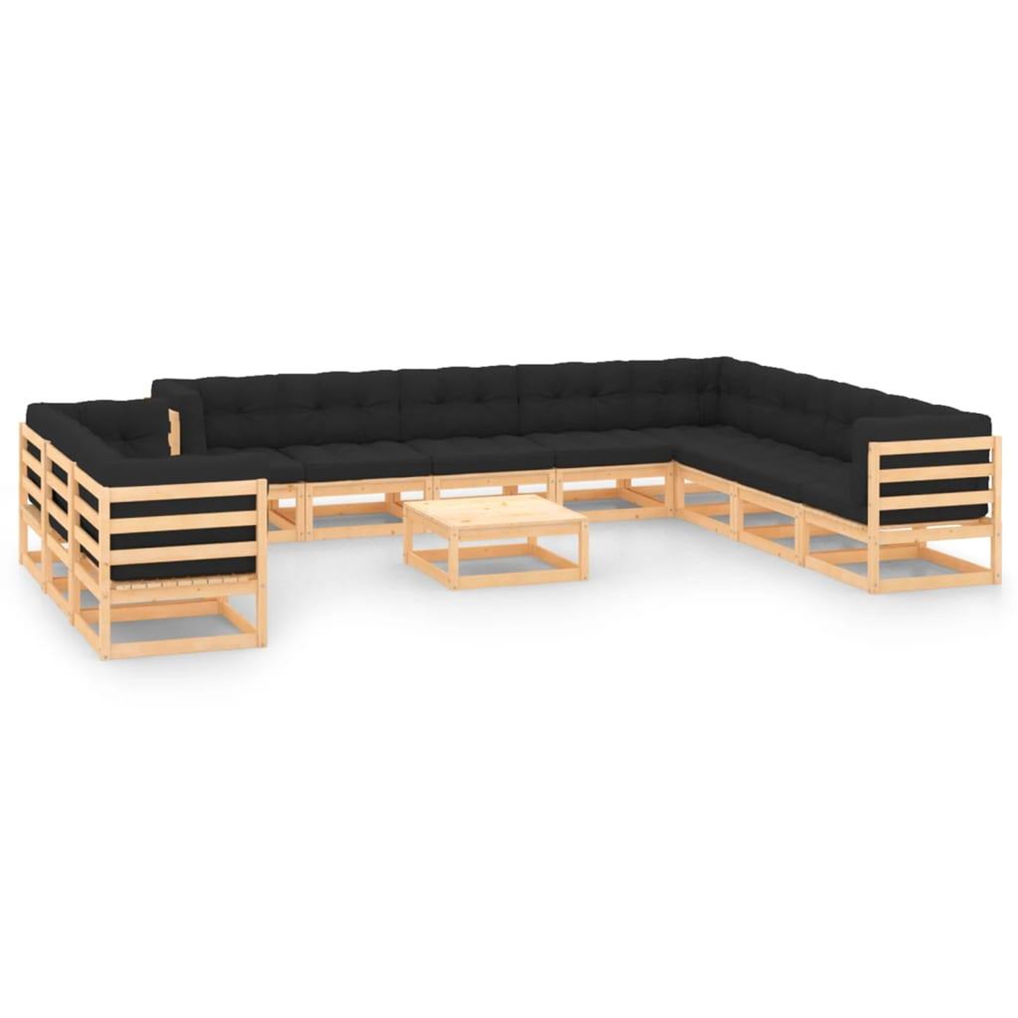 Voir la diapositive 1 : VIDAXL Salon de jardin 12 pcs avec coussins anthracite Pin massif