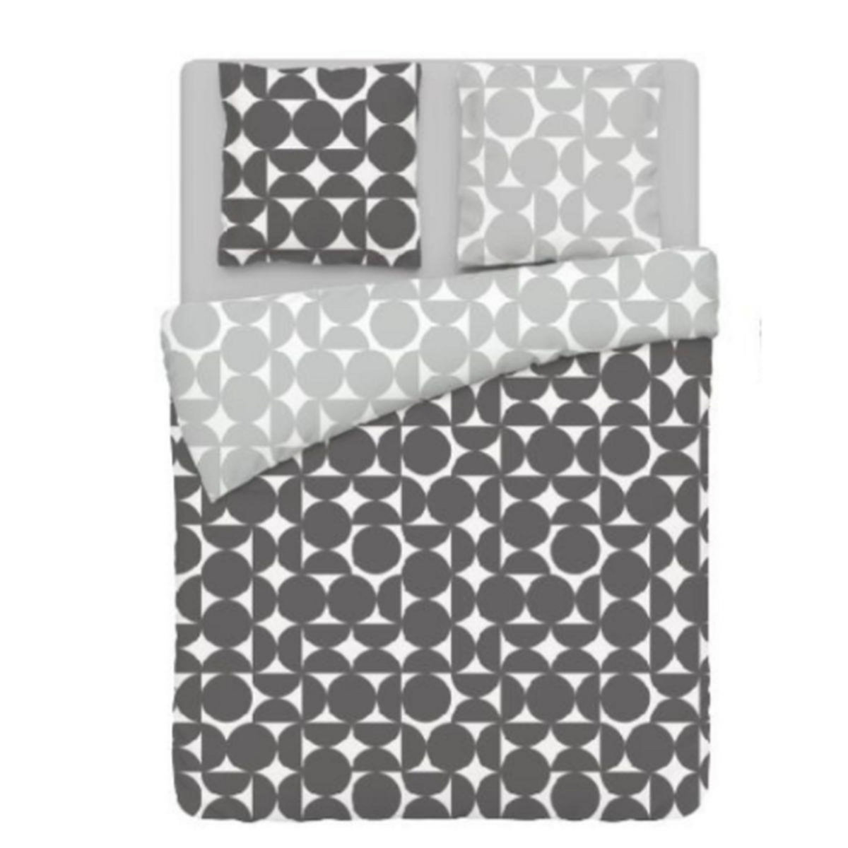 ACTUEL Parure housse de couette en polycoton motifs graphiques Léo