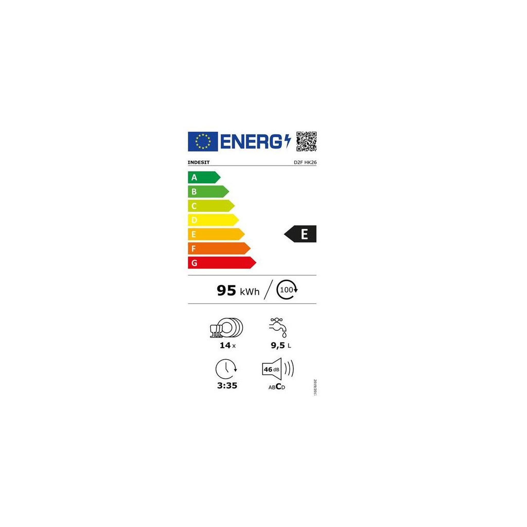 Voir la diapositive 2 : Indesit Lave-vaisselle 60cm 14 couverts 46db - d2fhk26
