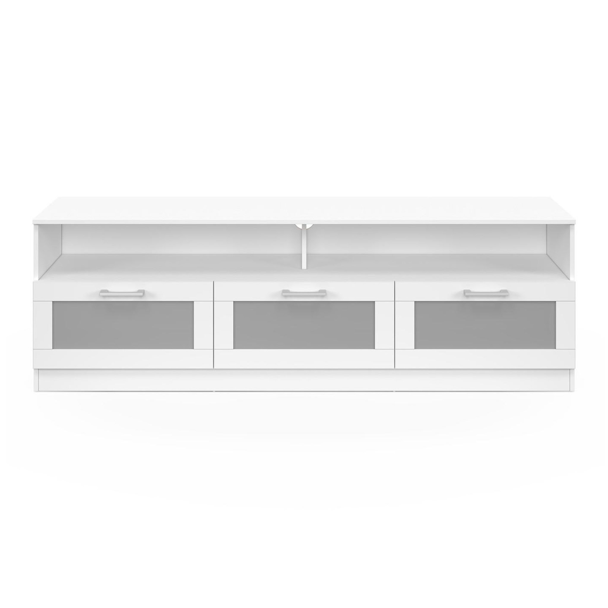 Voir la diapositive 3 : ID MARKET Meuble tv 140 cm vito portes givrées blanc