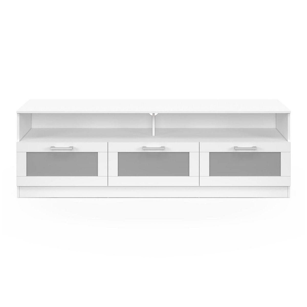 ID MARKET Meuble TV 140 cm VITO portes givrées blanc