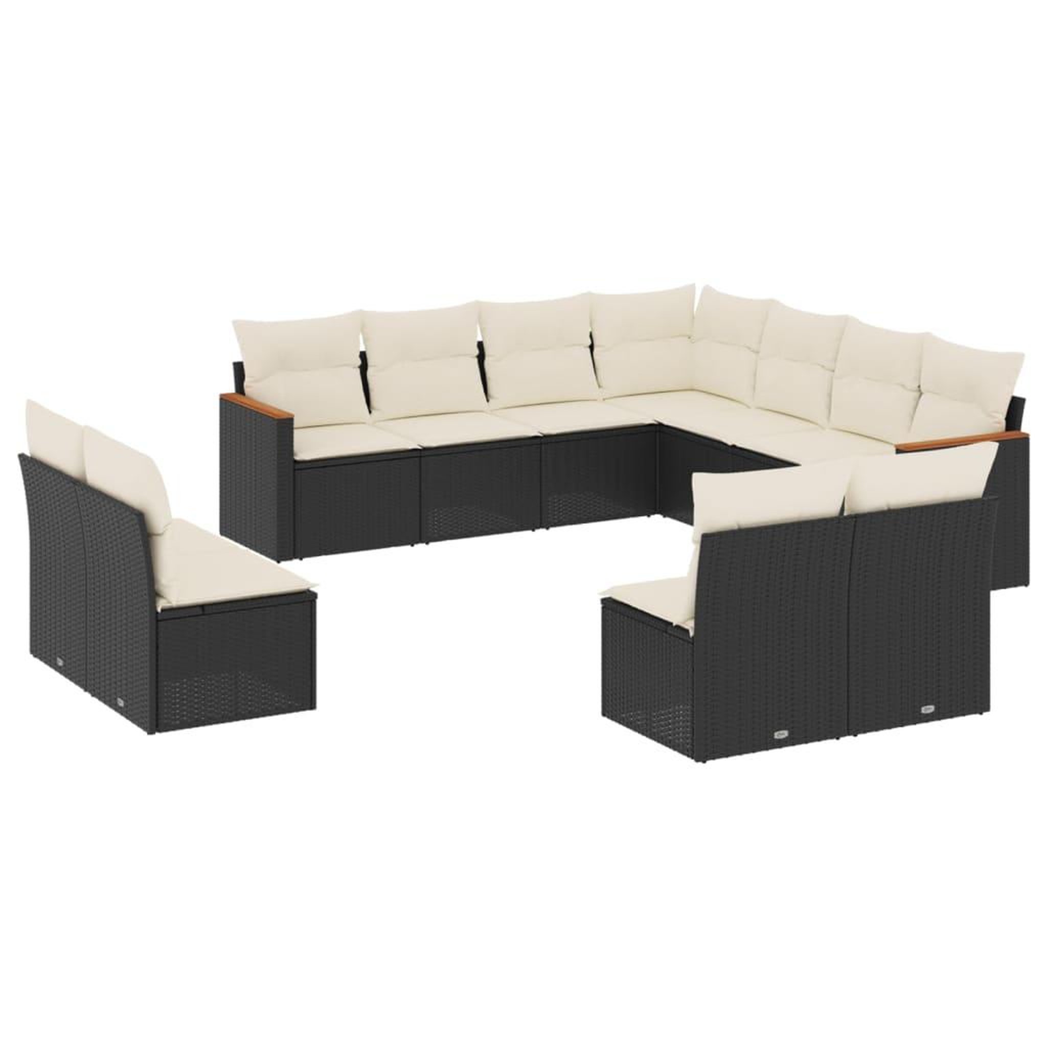 Voir la diapositive 2 : VIDAXL Salon de jardin 11 pcs avec coussins noir resine tressee