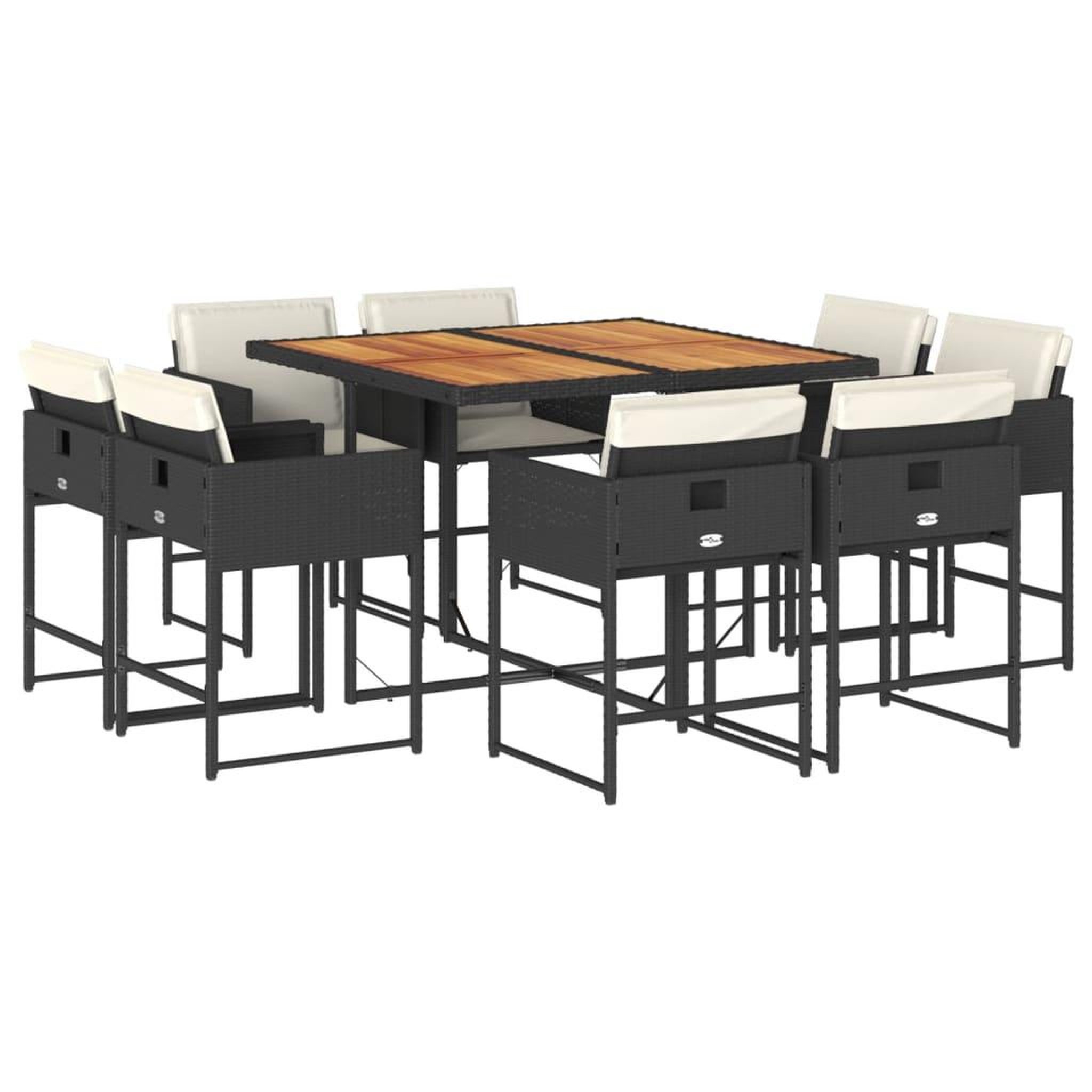 Voir la diapositive 2 : VIDAXL Ensemble a manger de jardin 9pcs coussins noir resine tressee