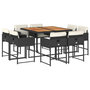 Voir la diapositive 2 : VIDAXL Ensemble a manger de jardin 9pcs coussins noir resine tressee