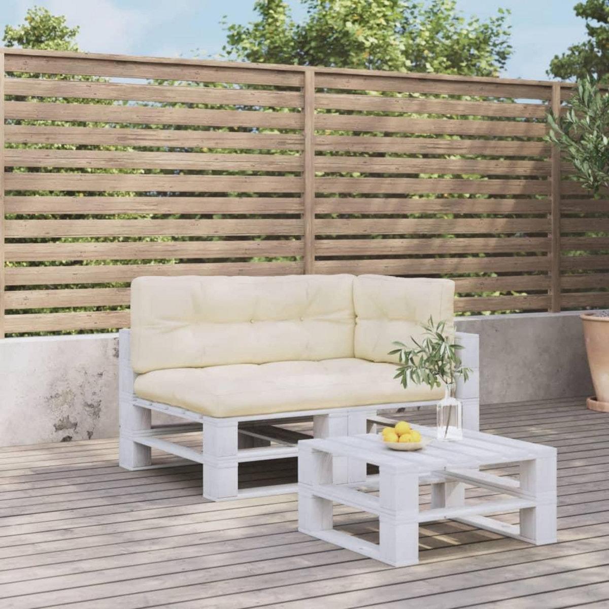 VIDAXL Coussins de palette lot de 3 creme tissu