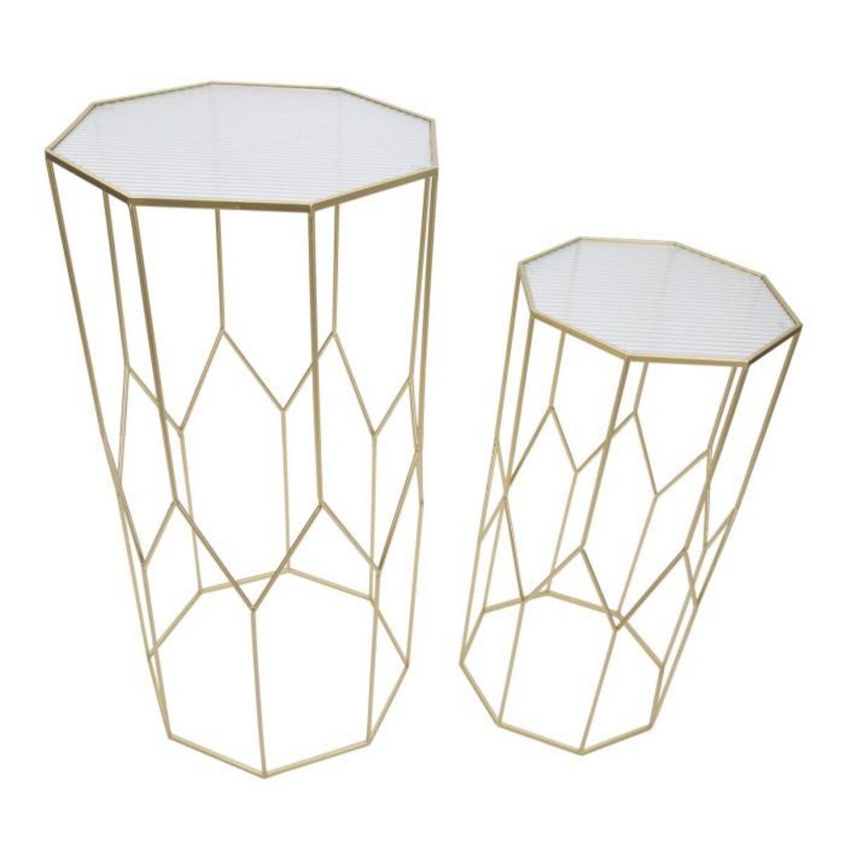 Paris Prix Lot de 2 Tables d'Appoint Octogonale  Glassy  100cm Or
