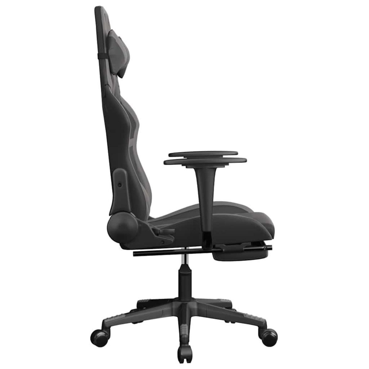 VIDAXL Chaise de jeu de massage avec repose-pied Noir&Gris Similicuir