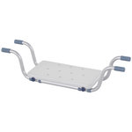 HOMCOM Siège de baignoire - siège de bain suspendu réglable - tabouret de salle de bain - dim. 71-81L x 22l x 18H cm - alu. HDPE blanc