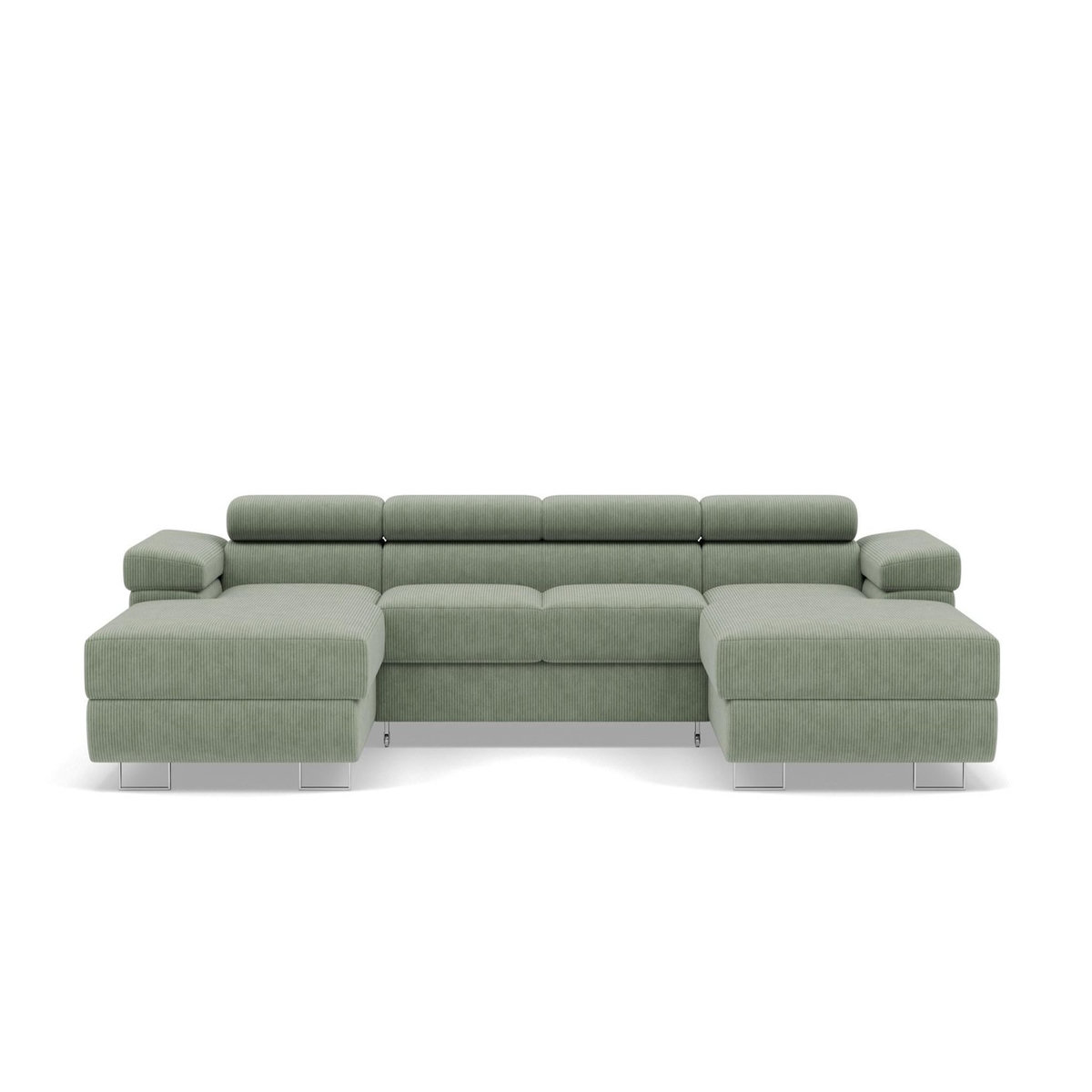 BEST MOBILIER Pablo - canapé panoramique en u - 7 places - convertible avec coffres et têtières réglables - en velours côtelé