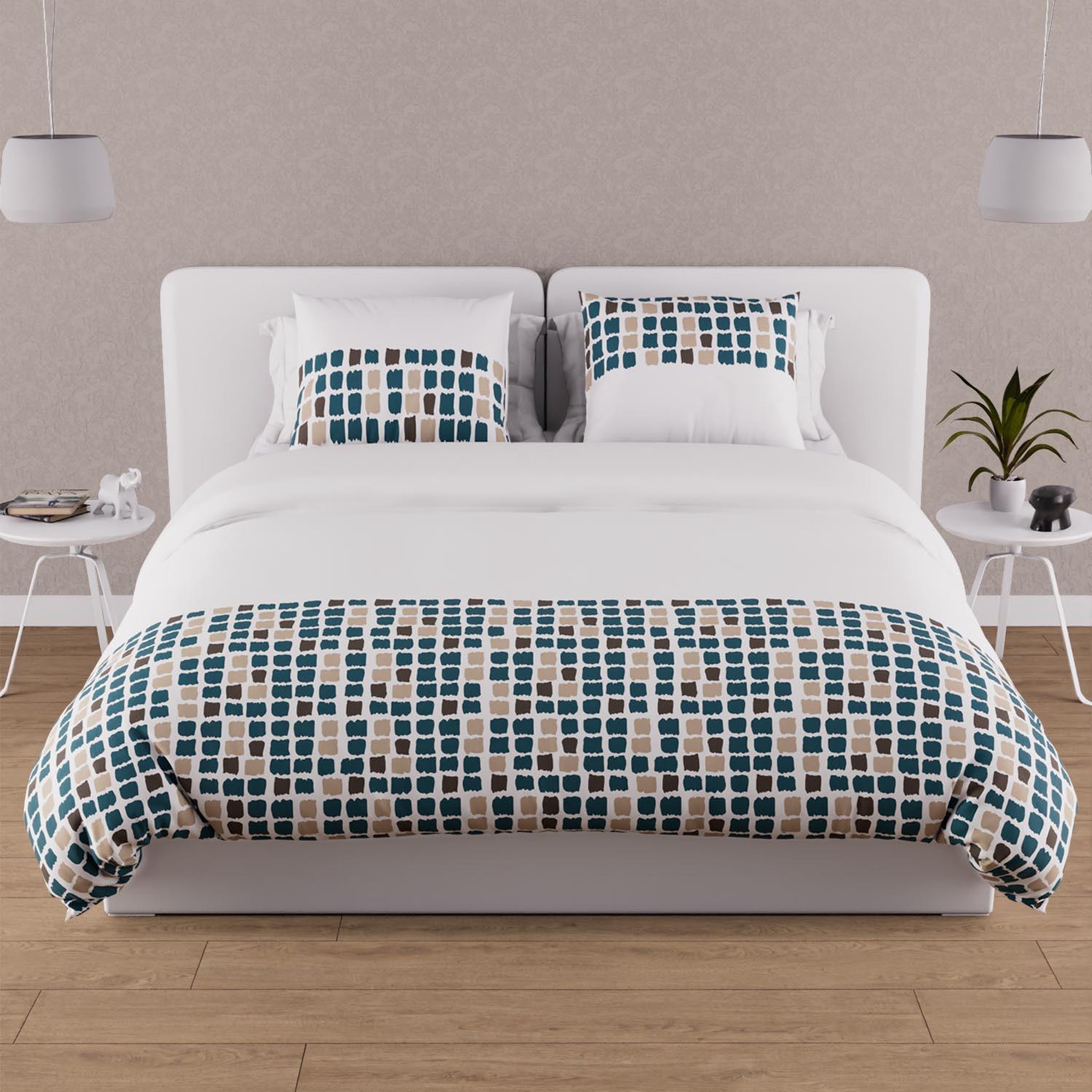 SOLEIL D'OCRE Parure housse de couette coton 57 fils FABIO, par Soleil d'Ocre. Coloris disponibles : Gris, Bleu