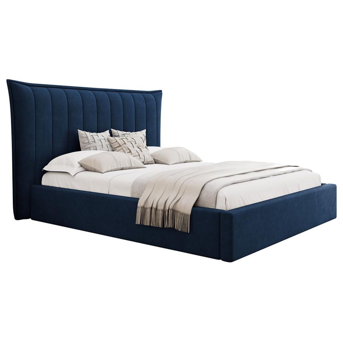 BEST MOBILIER Esmee - lit coffre - 140x200 cm - en velours - sommier inclus