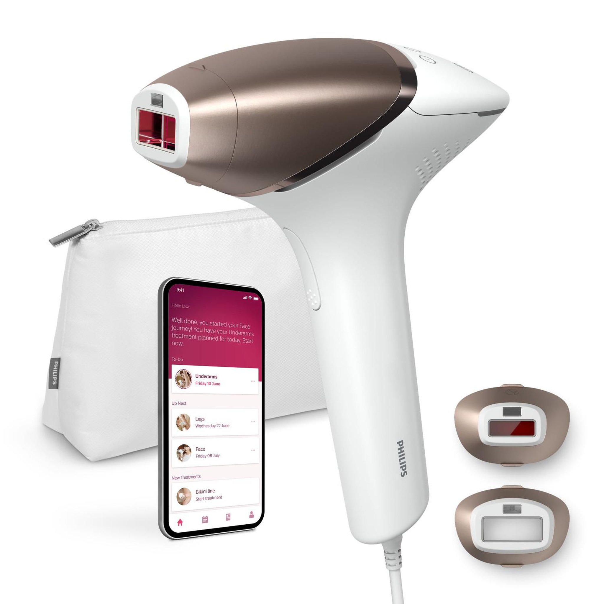 Voir la diapositive 3 : Philips Philips lumea prestige bri945/00 épilateur léger lumière pulsée rose, blanc