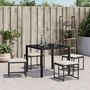 Voir la diapositive 3 : VIDAXL Tabourets de jardin avec coussins lot de 4 noir resine tressee