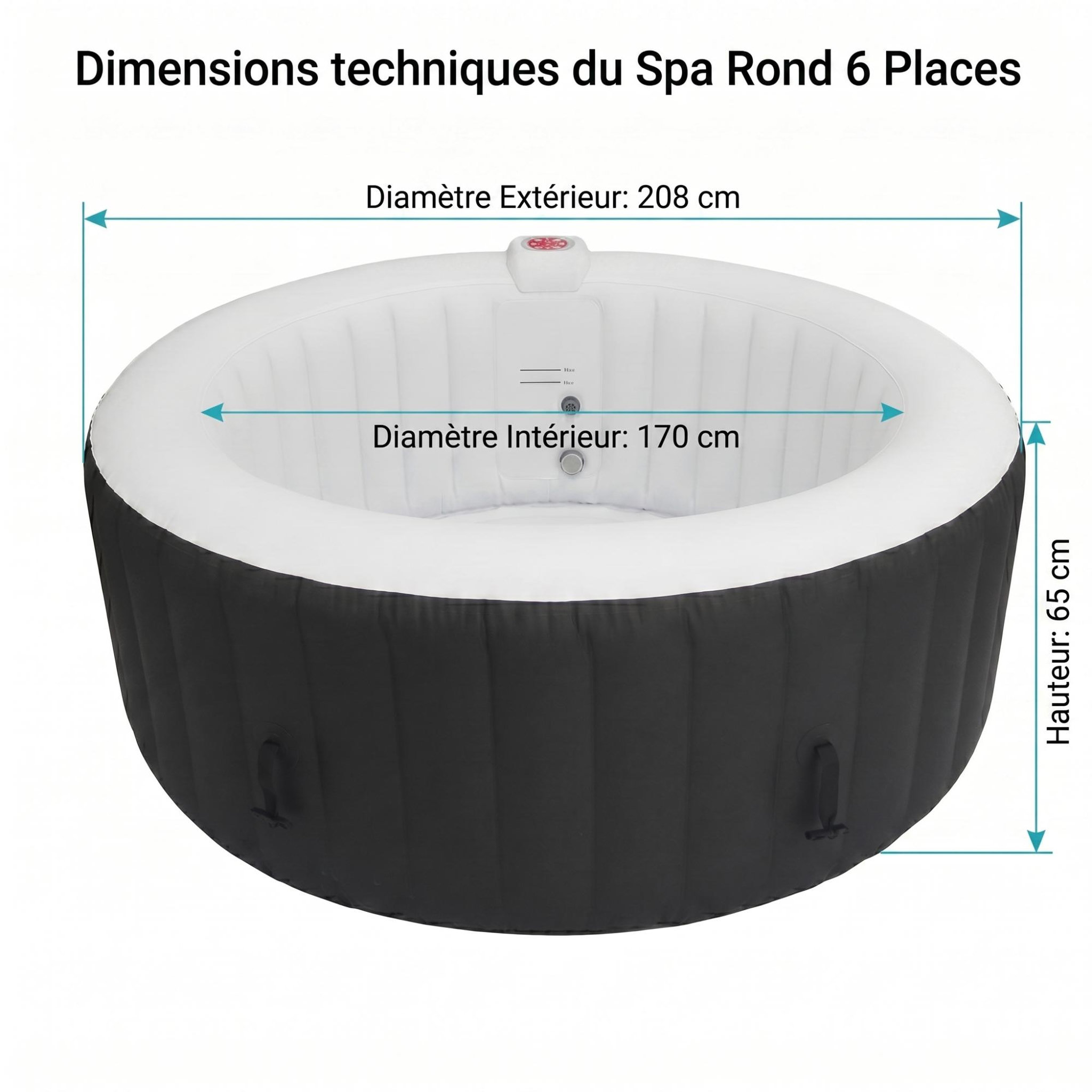 Voir la diapositive 2 : Ospazia Spa gonflable 6 places rond - ospazia - diamètre : 208 cm - filtre et bâche inclus