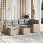 VIDAXL Salon de jardin avec coussins 7pcs melange beige resine tressee