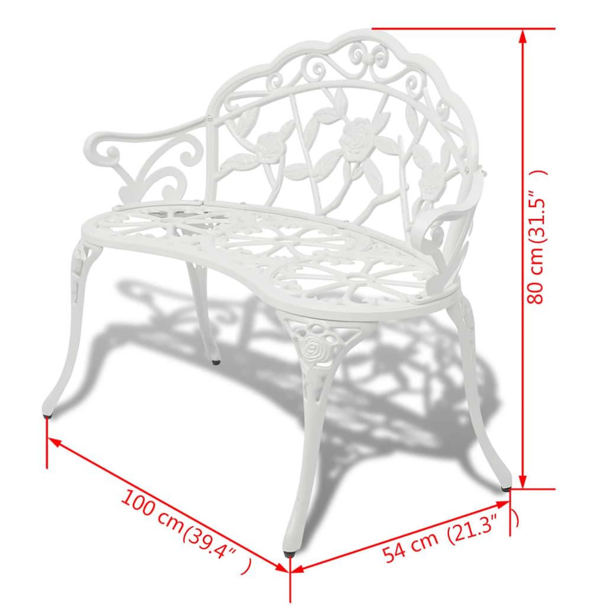 Voir la diapositive 5 : VIDAXL Banc de jardin 100 cm Aluminium coule Blanc