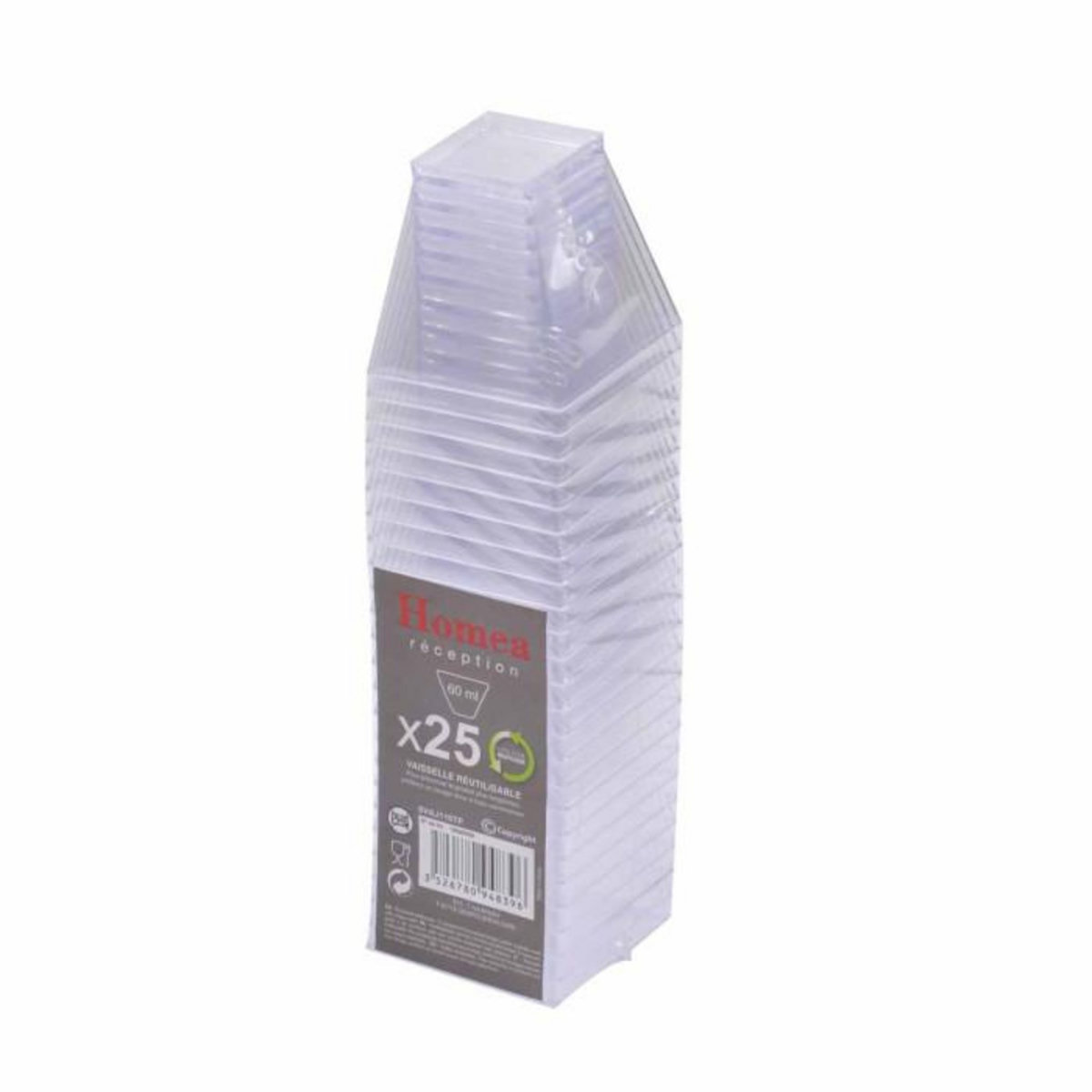 Paris Prix Lot de 25 Verrines Carrées en Plastique Réutilisable  Mini Apéritif  6cl Transparent