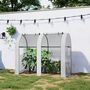Voir la diapositive 5 : OUTSUNNY Serre de jardin 1,8 m² - 2 portes zippées 4 fenêtres - acier PE blanc