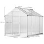 Voir la diapositive 3 : OUTSUNNY Serre de jardin aluminium polycarbonate 4,6 m² dim. 2,42L x 1,9l x 1,95H m fondation lucarne porte loquet