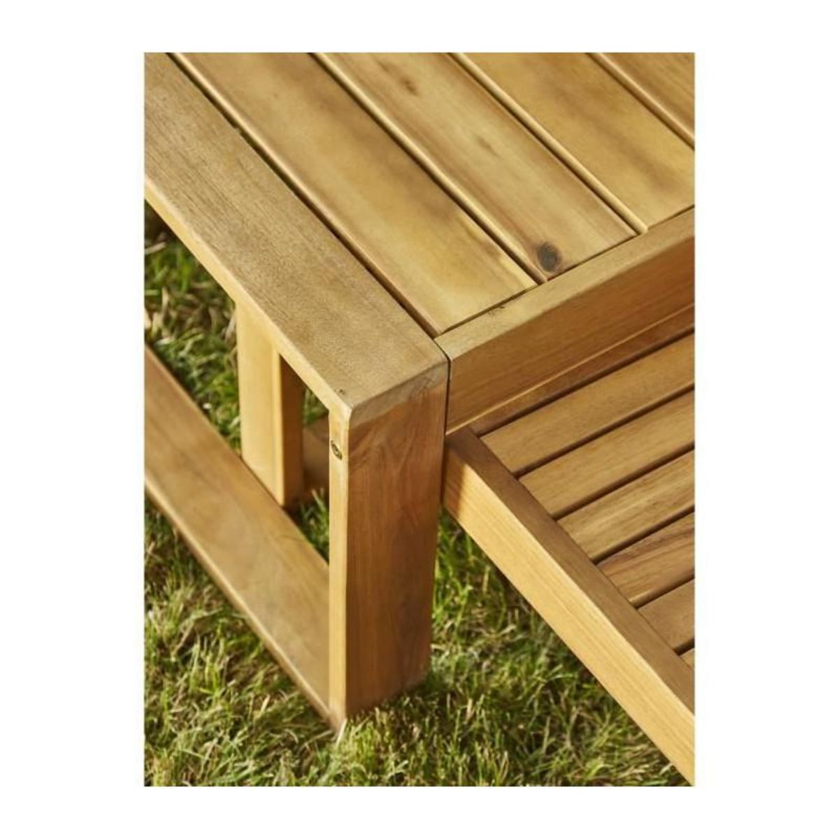 BOCARNEA Salon de jardin en bois dAcacia FSC avec coussins gris -  BOCARNEA - 5 personnes - LEVATA