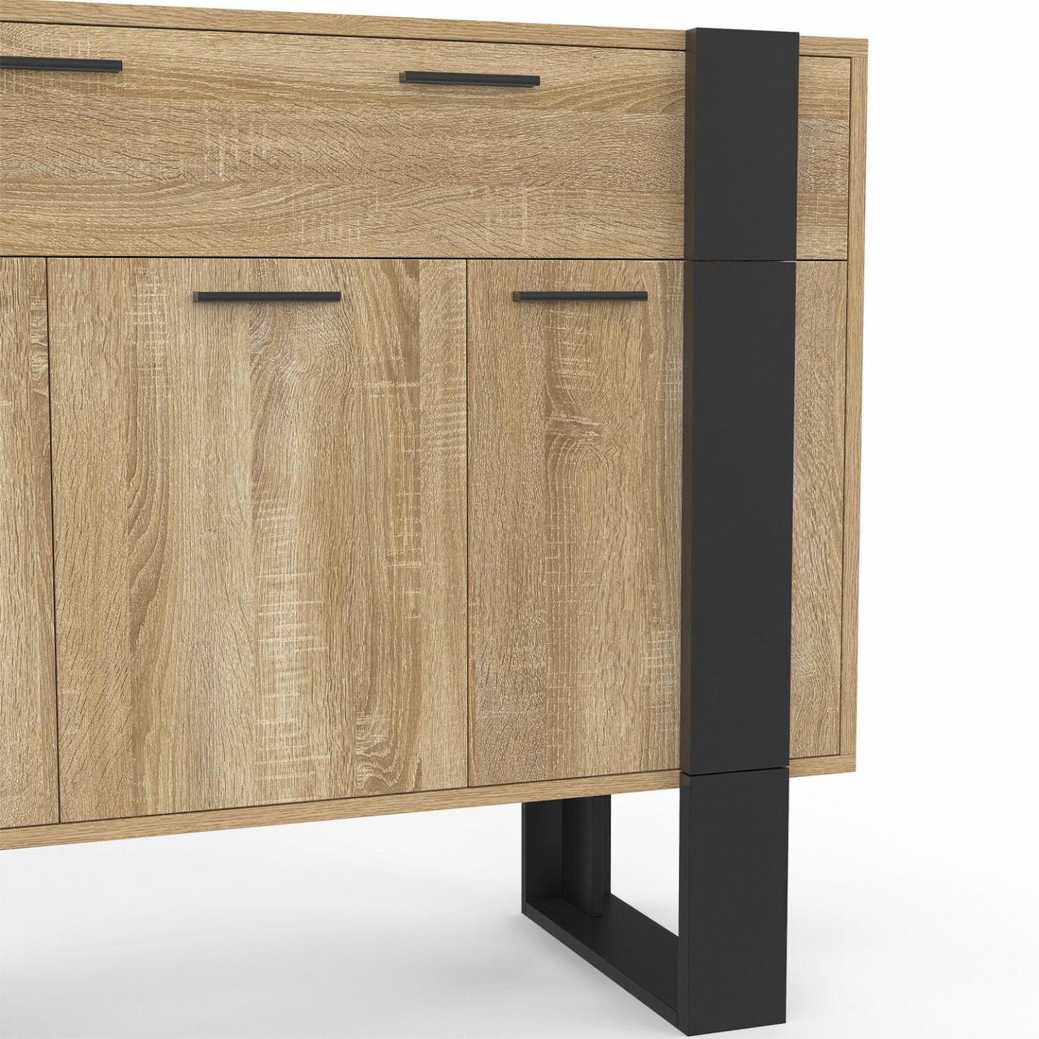 Voir la diapositive 6 : ID MARKET Buffet 100 cm phoenix 3 portes et 1 tiroir bois et noir