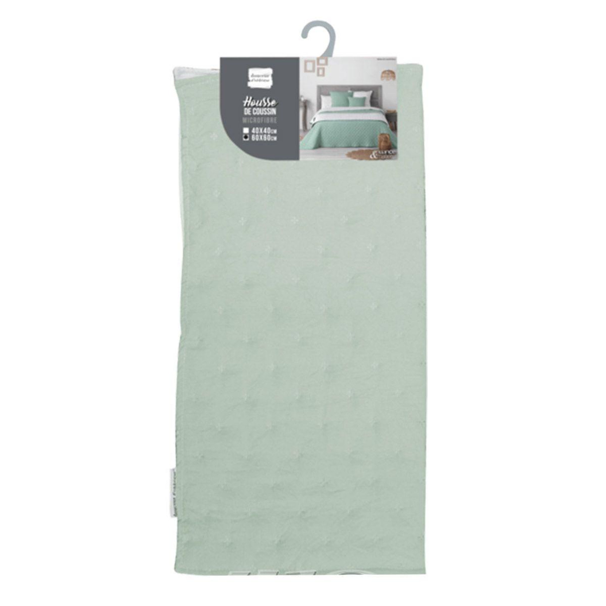 Voir la diapositive 4 : Douceur d'Intérieur Housse de coussin  mellow  60x60cm menthe & blanc