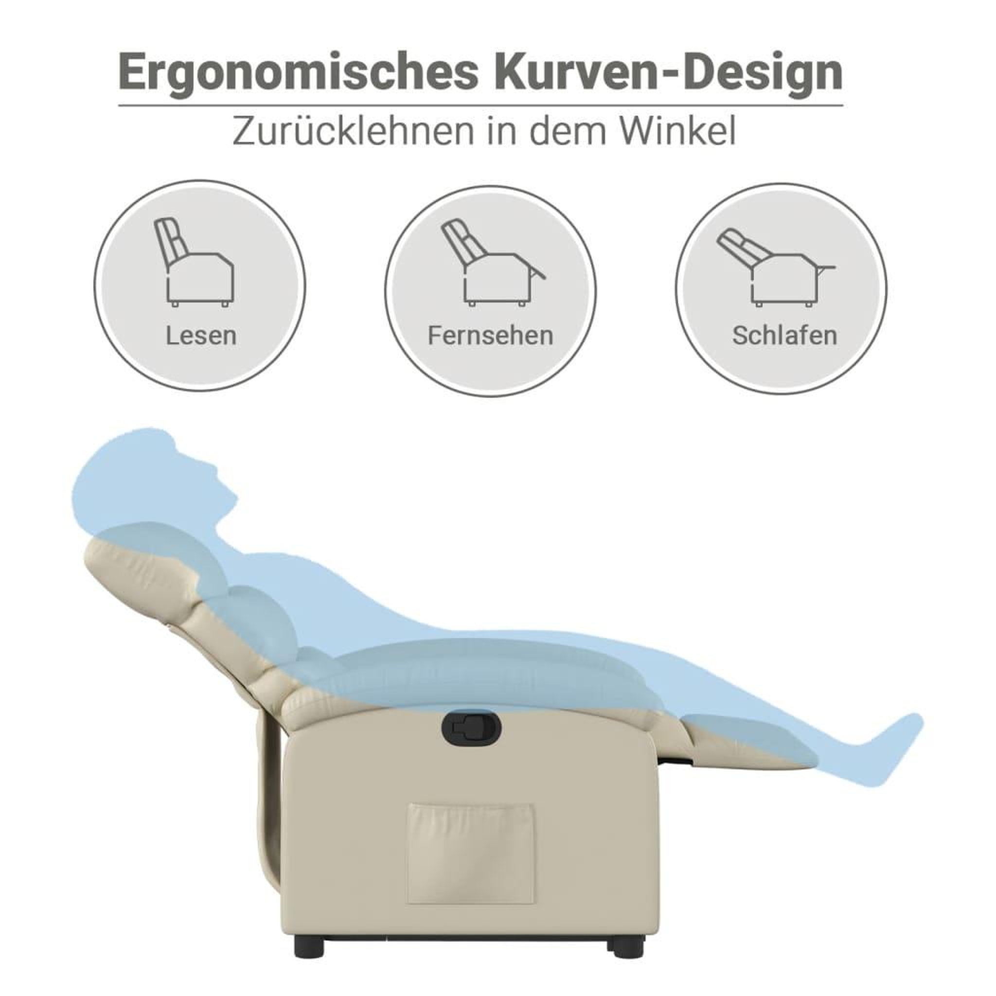Voir la diapositive 6 : VIDAXL Fauteuil inclinable Creme Similicuir