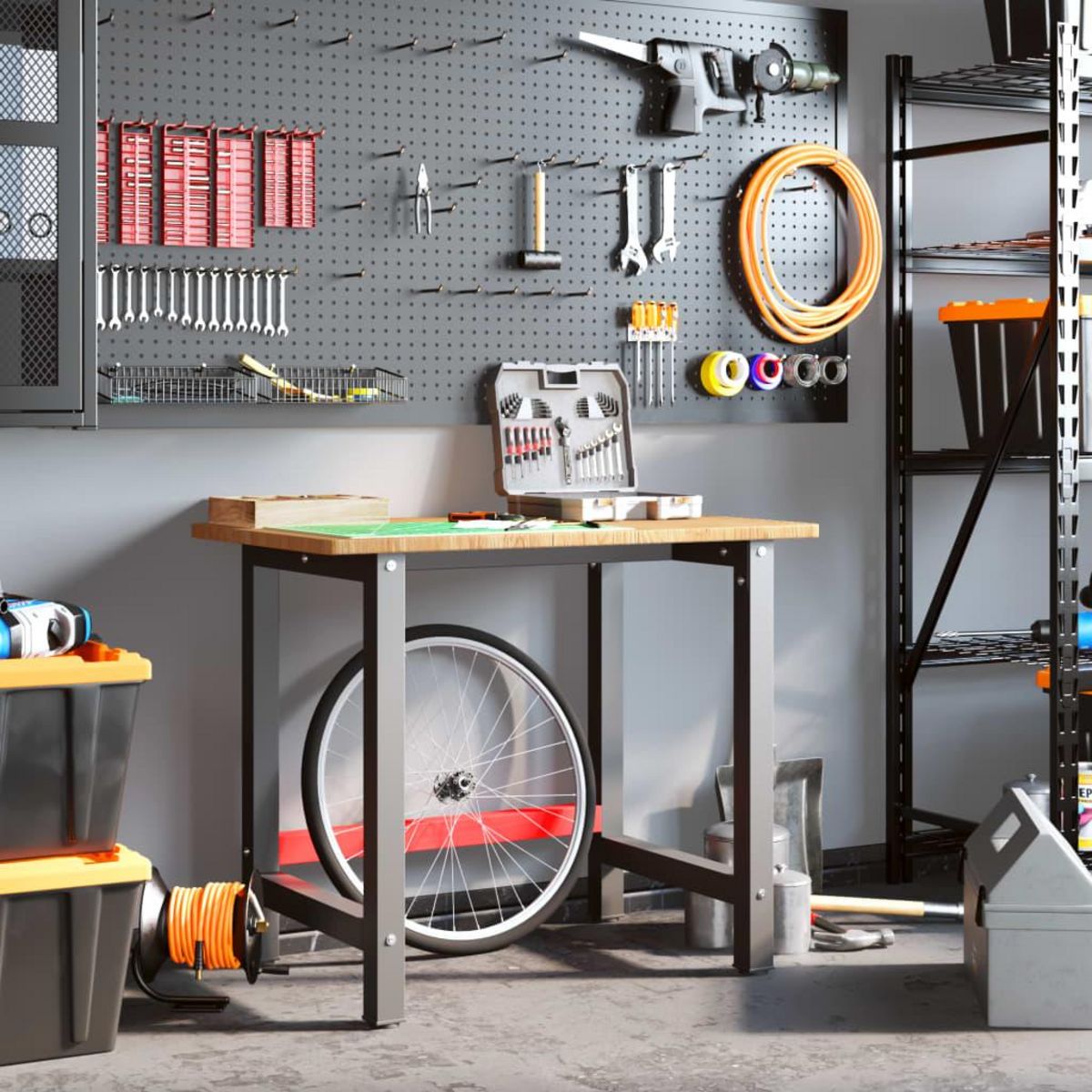 VIDAXL Etabli marron clair bois de chene massif rectangulaire