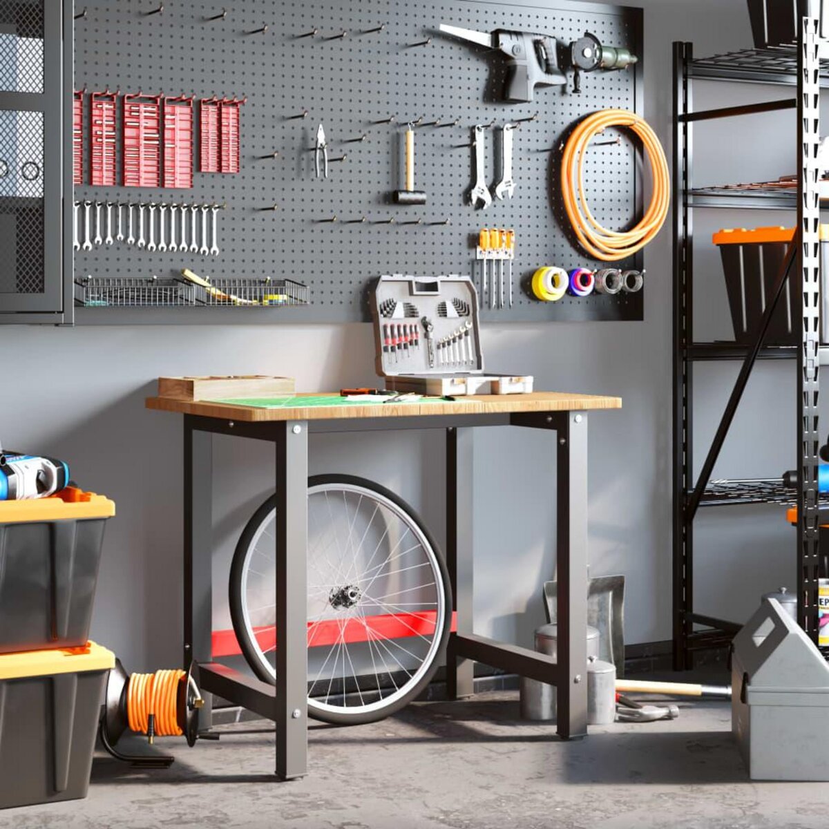 VIDAXL Etabli marron clair bois de chene massif rectangulaire