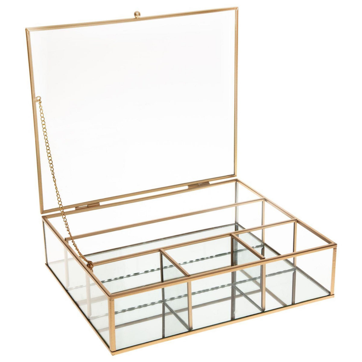 ATMOSPHERA Boite à bijoux vitré à 4 compartiments - Dorée