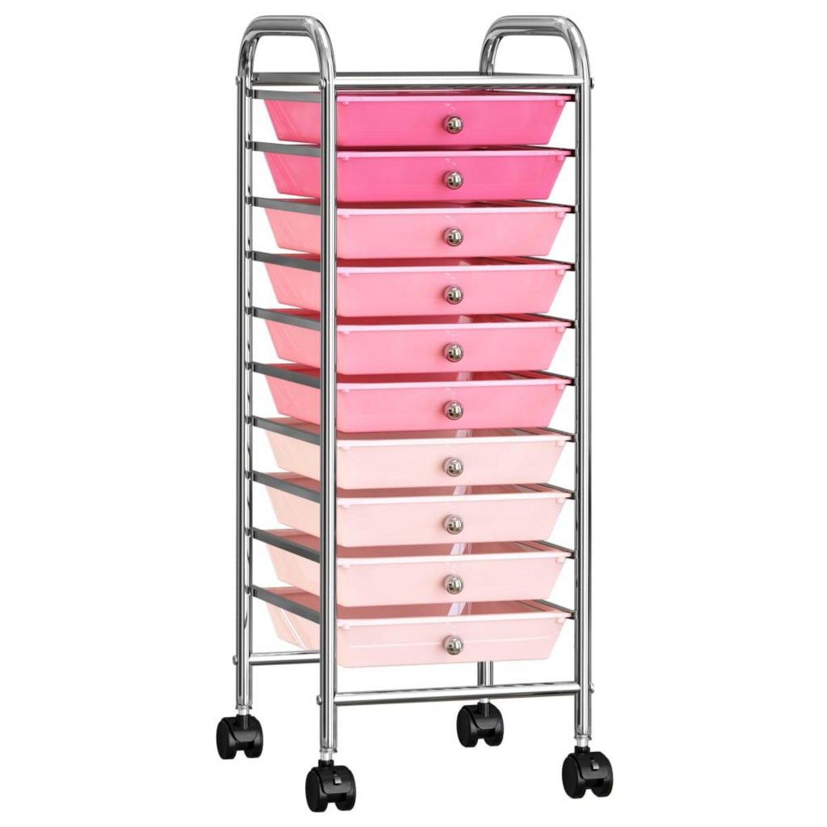 VIDAXL Chariot de rangement mobile a 10 tiroirs Ombre Rose Plastique