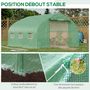 Voir la diapositive 6 : OUTSUNNY Serre de jardin tunnel 10,4 m² - 6 fenêtres et porte zippée avec moustiquaires - acier galvanisé PE vert