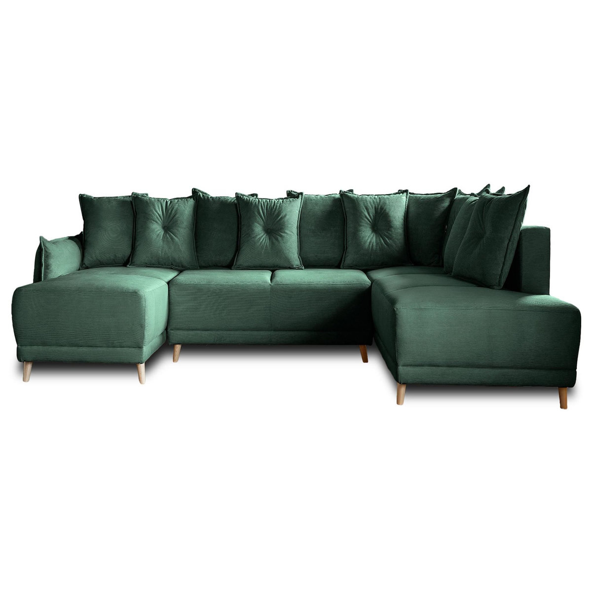 BEST MOBILIER Lena - canapé panoramique d'angle droit 7 places - convertible avec coffre - en velours côtelé