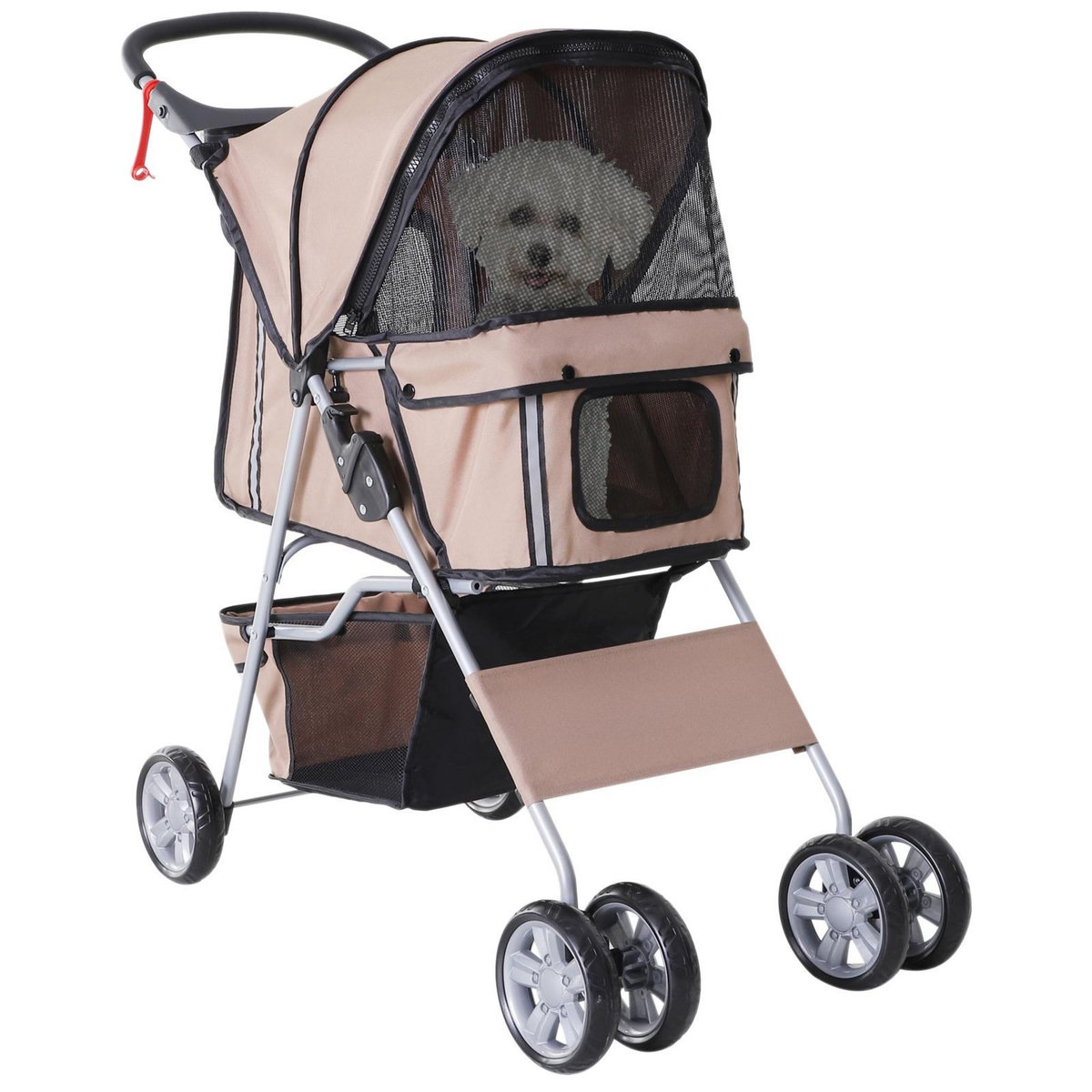 PAWHUT Poussette buggy pliable pour chiens tissu 600D Oxford imperméable 4 roues marron