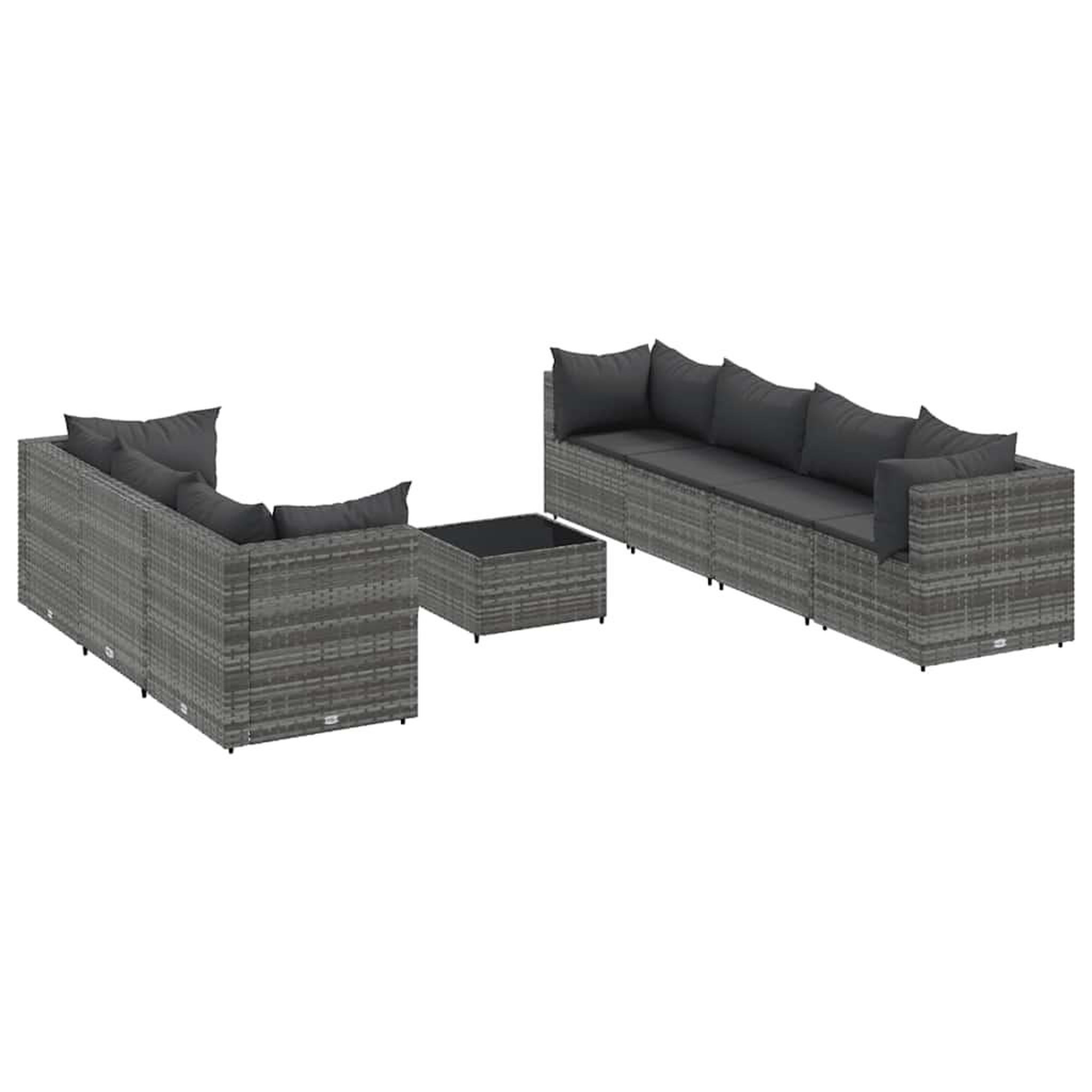 Voir la diapositive 2 : VIDAXL Salon de jardin 8 pcs avec coussins Gris Resine tressee