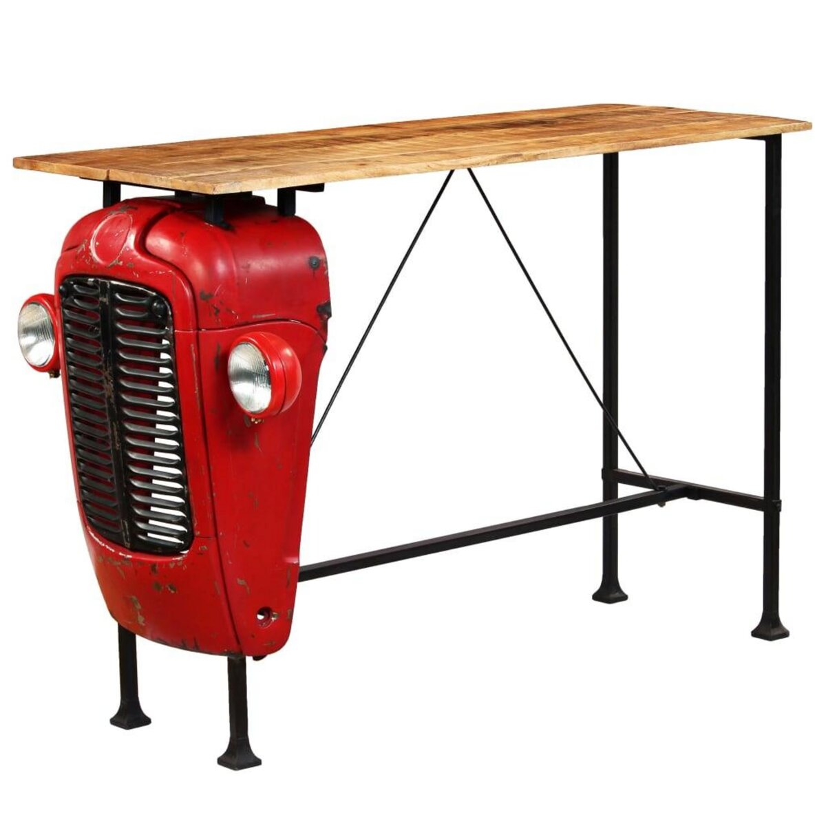 VIDAXL Table de bar Bois de manguier 60x150x107 cm Rouge Tracteur