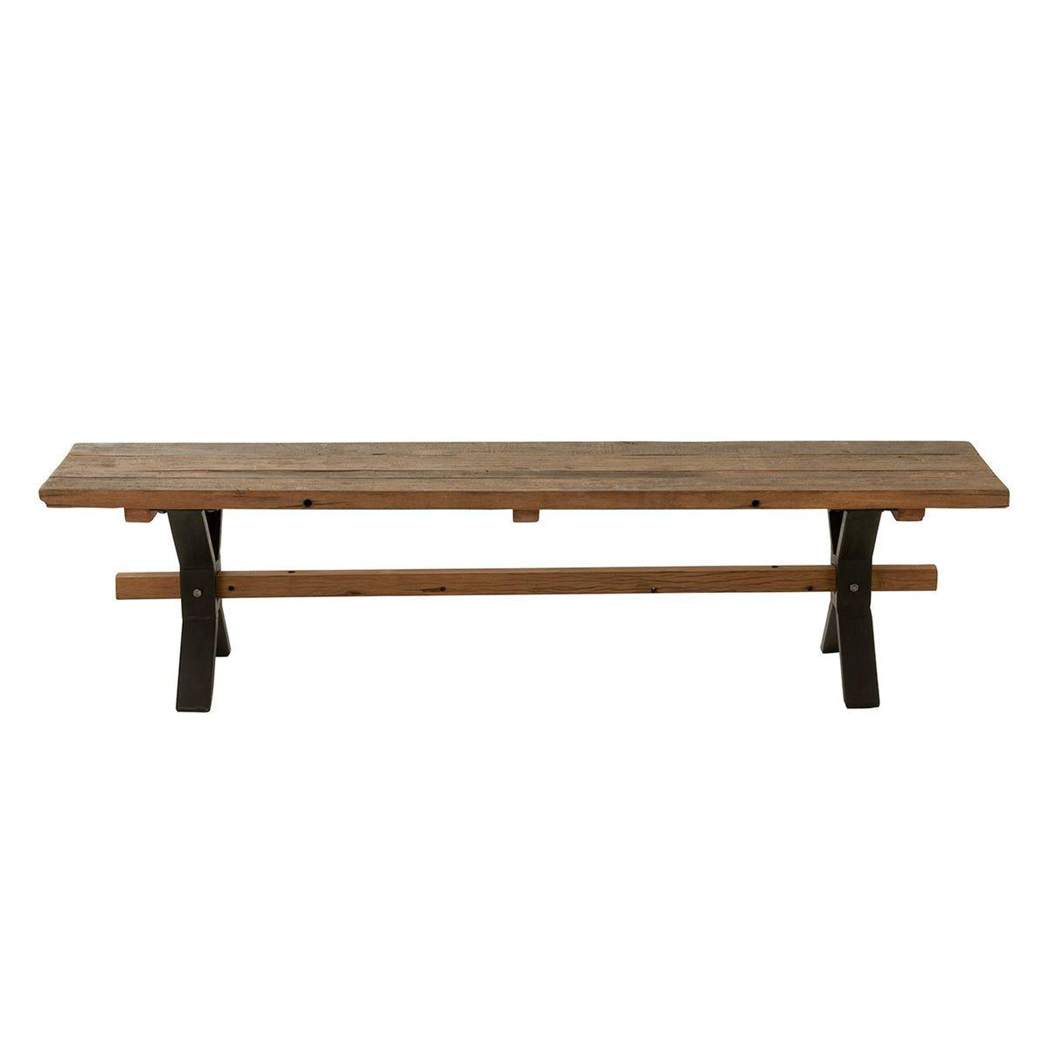 Voir la diapositive 2 : J-LINE Banc en bois vieilli  fannie  180cm marron