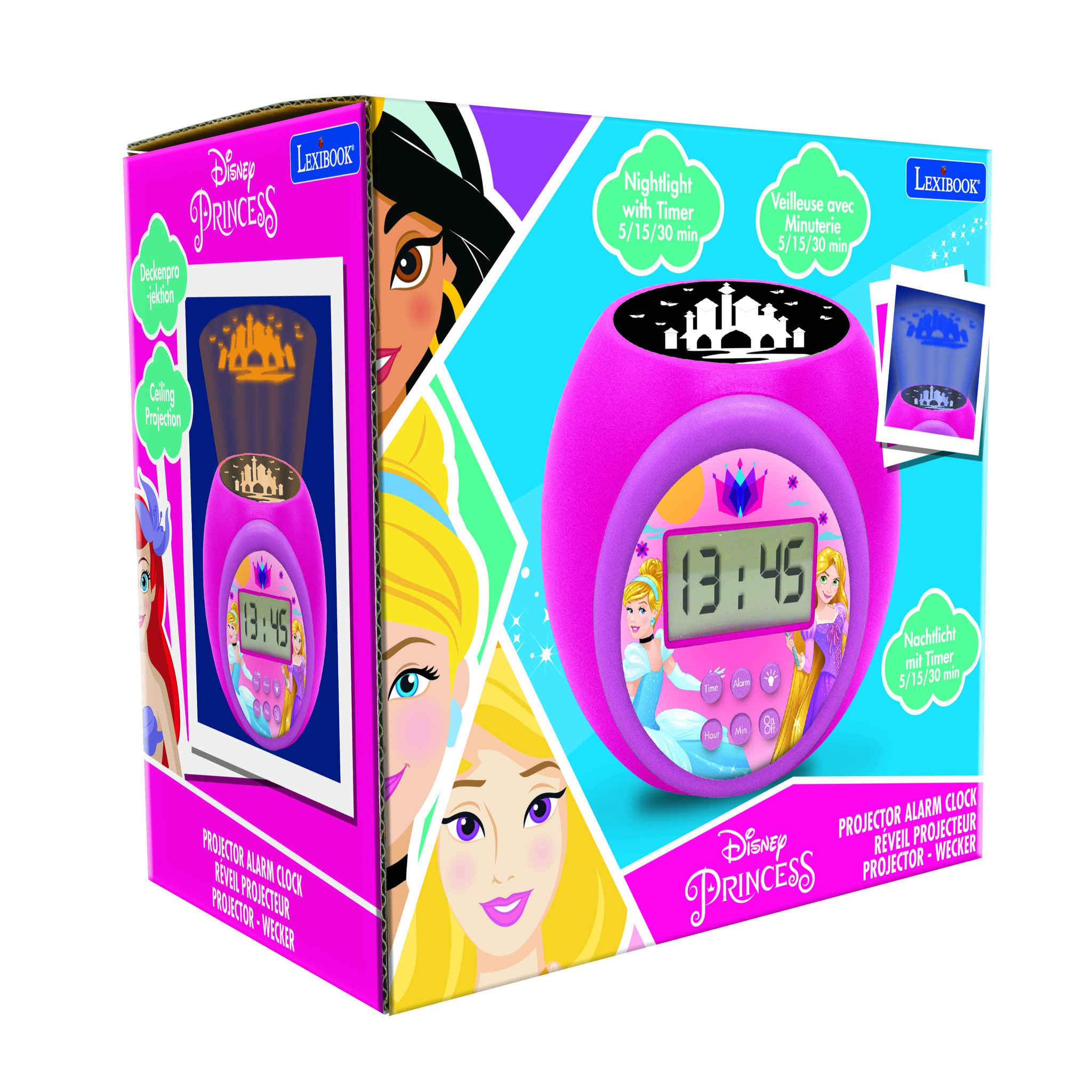 Voir la diapositive 3 : Lexibook Réveil projecteur Disney Princesse