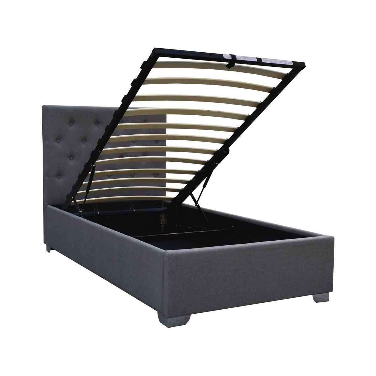 Habitat et Jardin Lit simple avec coffre  Tino  - 90 × 190 cm - Gris