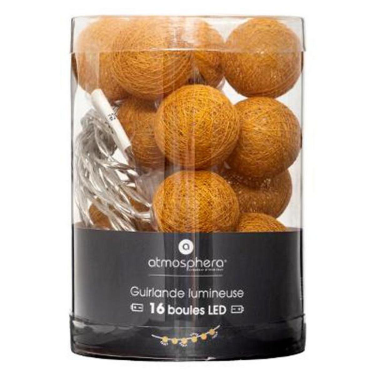 ATMOSPHERA Guirlande Led  16 Mini Boules  261cm Jaune Moutarde