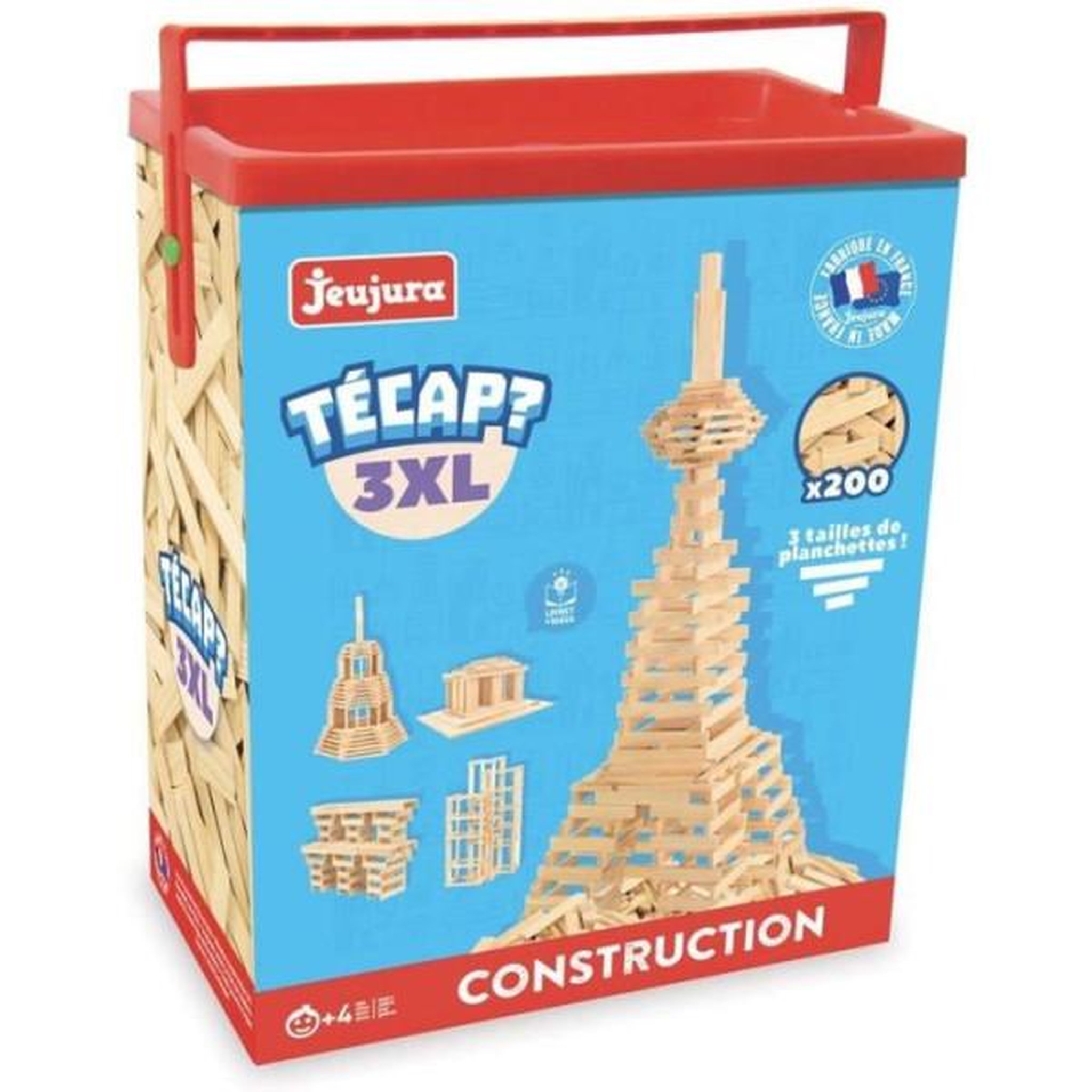 Voir la diapositive 2 : JeuJura Jeu de construction en bois - JEUJURA - TECAP 3XL - 200 planchettes - Mixte - A partir de 4 ans